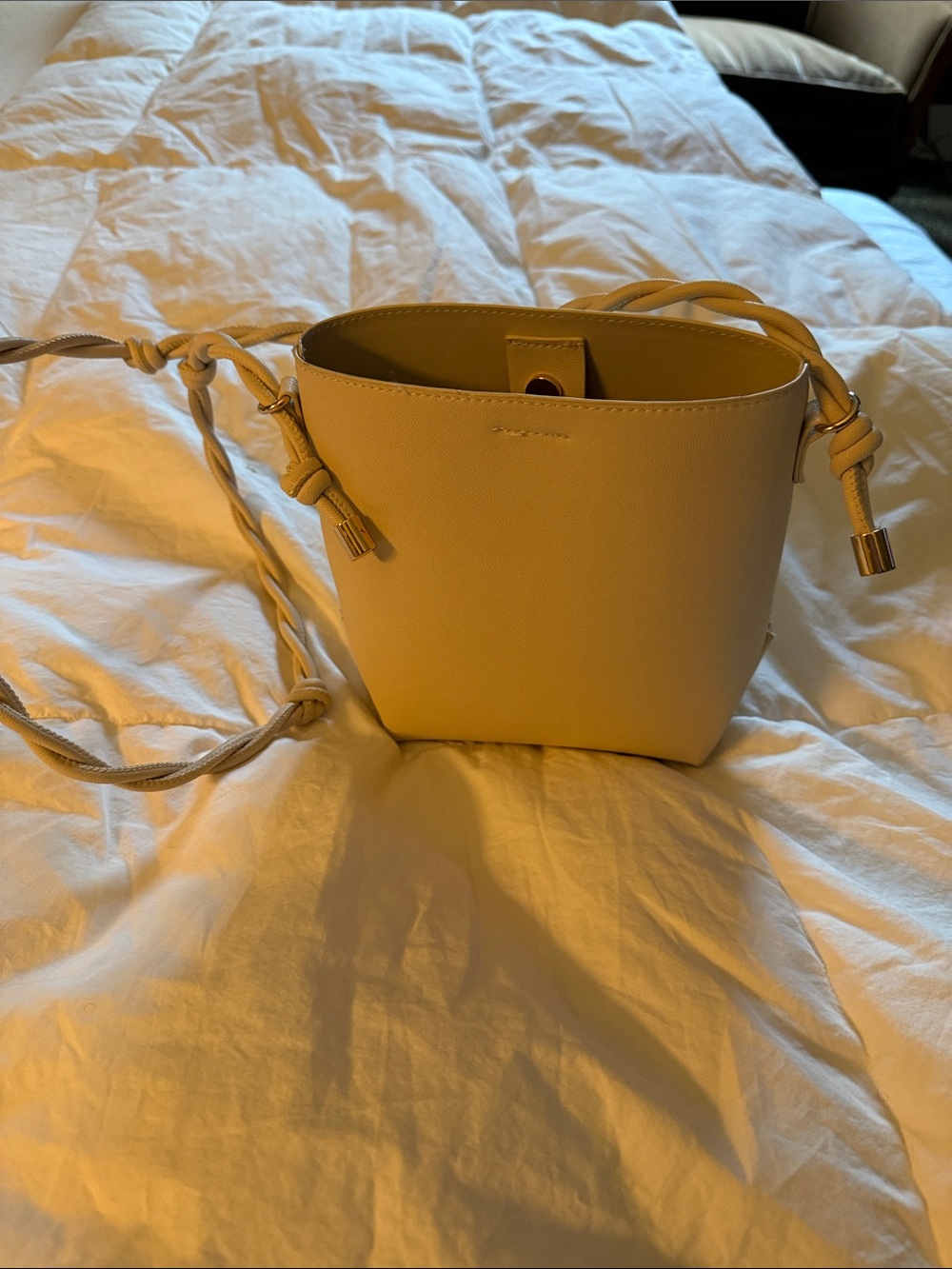 H&M Cream Bucket Crossbody Bag with Knotted Strap